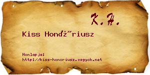 Kiss Honóriusz névjegykártya